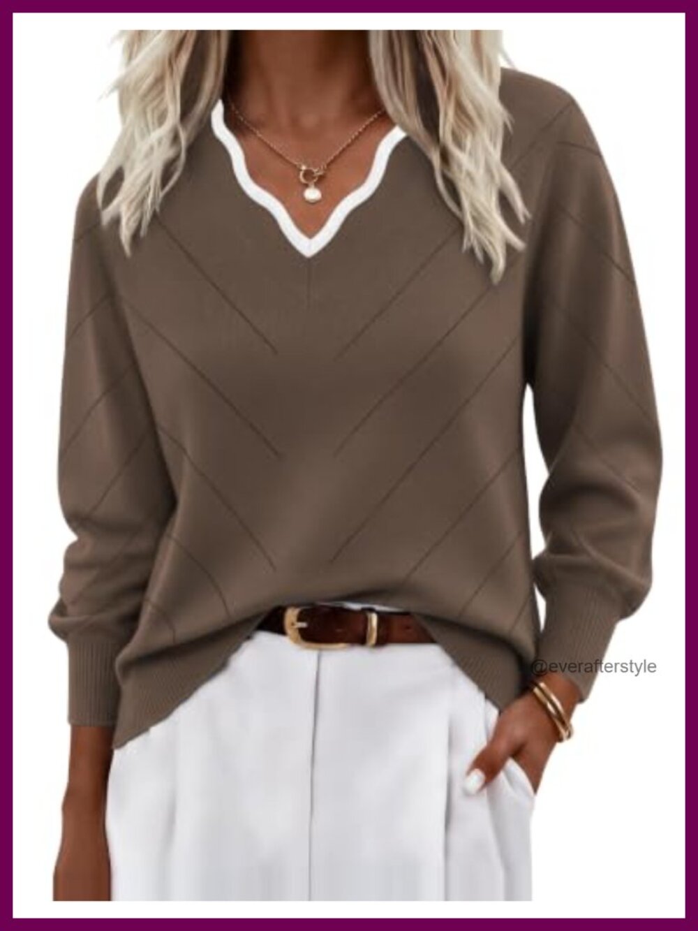 V Neck Sweater Lightweight Knit Long Sleeve Pullover